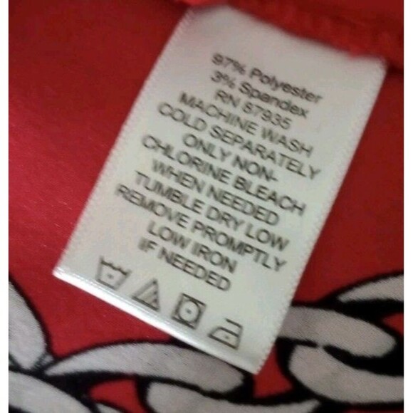 Susan Graver Blouse Red Chain Print Long Sleeve Tie Waist Women’s Size 24W - Picture 4 of 4